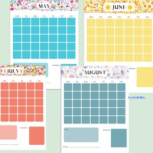 Blank 12 Month Calendar Cute Themes for Each Month - Etsy Canada