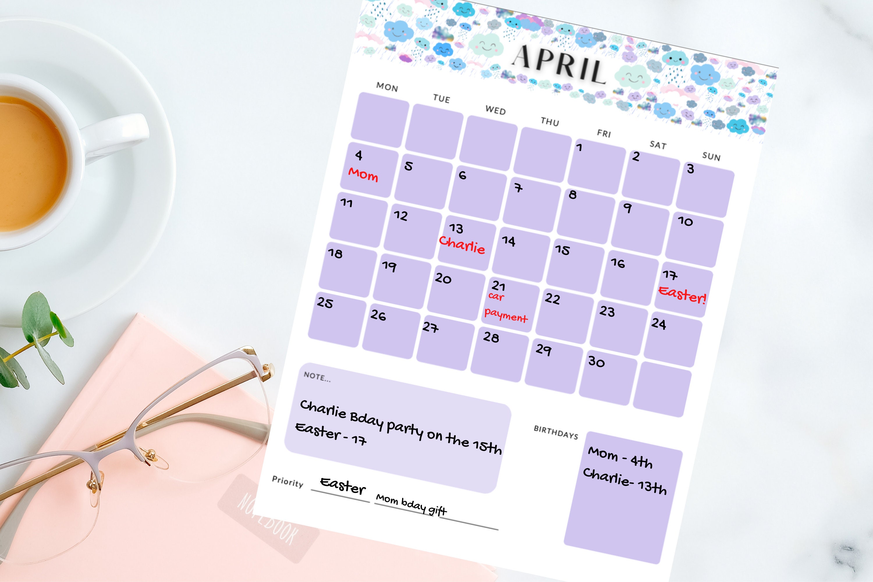 Blank 12 Month Calendar Cute Themes for Each Month - Etsy Canada