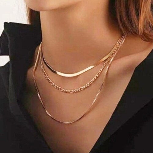 Layered Necklace Snake Chain Set Multi 