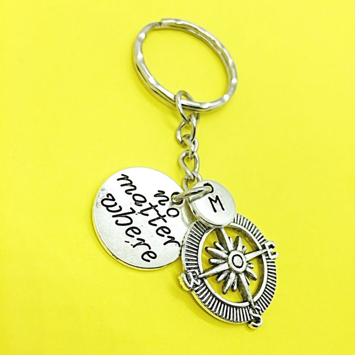 Set of 6 Personalized Compass Keychains by Gifts for Etsy