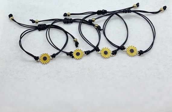 Set of 4 Sunflower Friendship Bracelets 