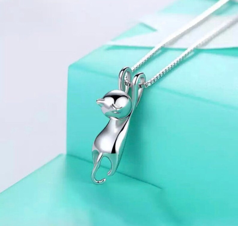 Cat Necklace Cat Gifts Sterling Silver Cat Jewelry for Etsy
