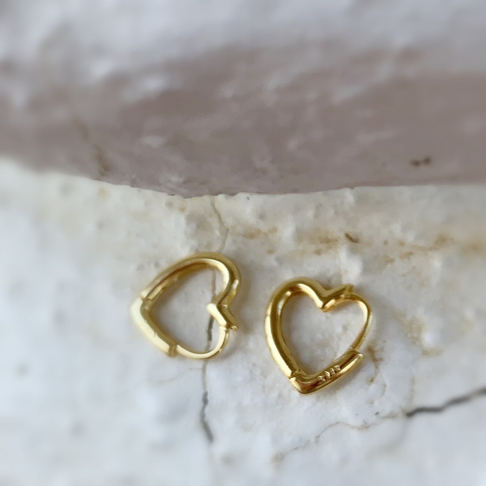 Heart Earrings Solid 14K Gold Huggie Heart Jewelry Gold Etsy