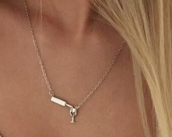 925 Sterling Silver Crossed Wine Glasses Pendant Necklace 925 Sterling Silver Crossed Wine Glasses Pendant Necklace