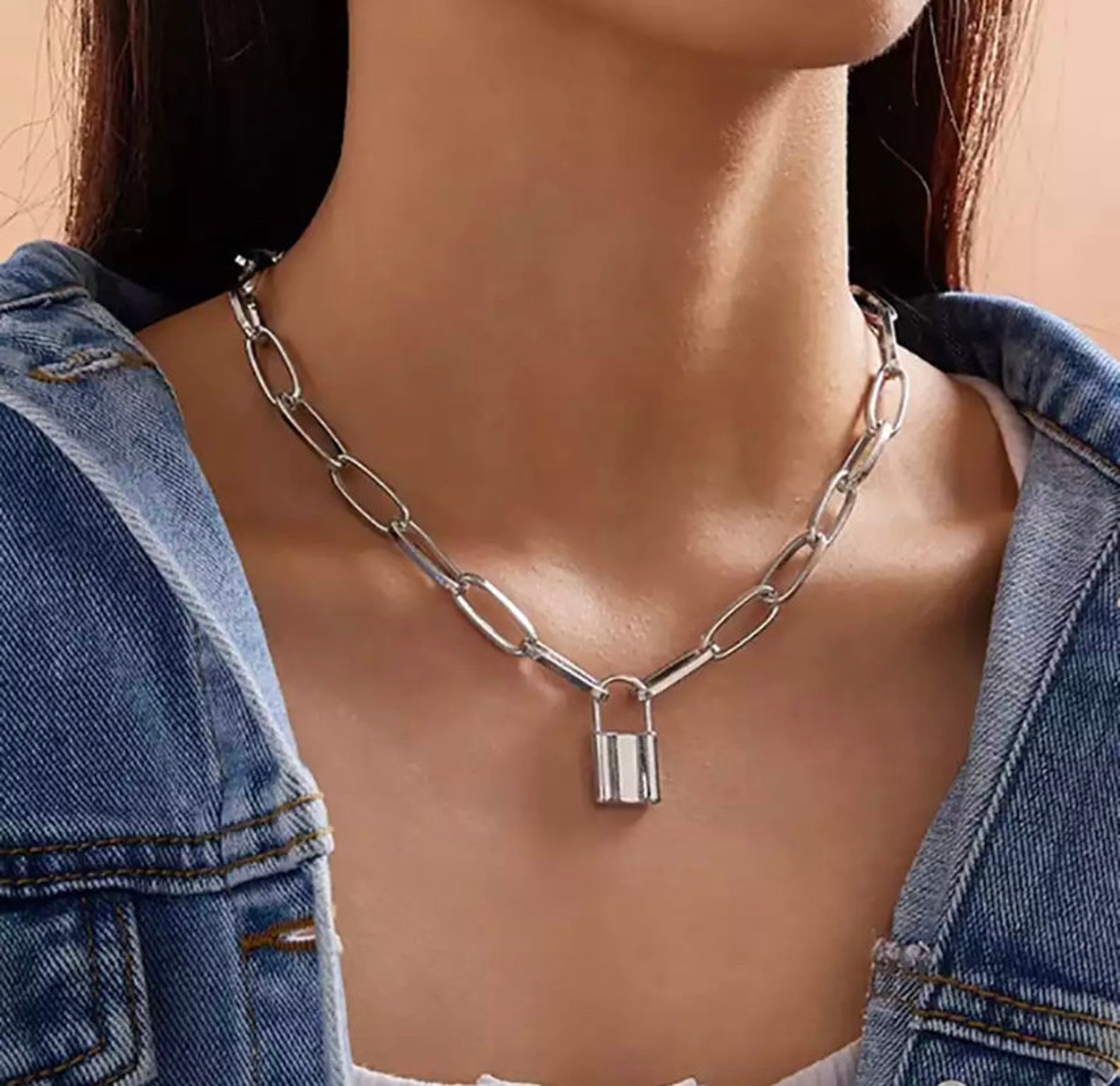 Lock Necklace Lock Necklace Silver necklace Lock Etsy