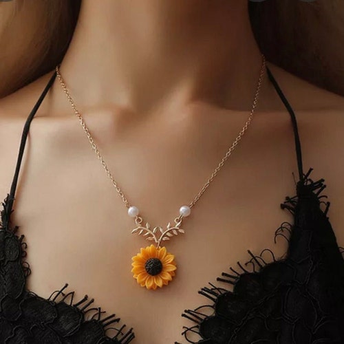 Sunflower by Gifts for Friendship Sunflower Necklace Etsy