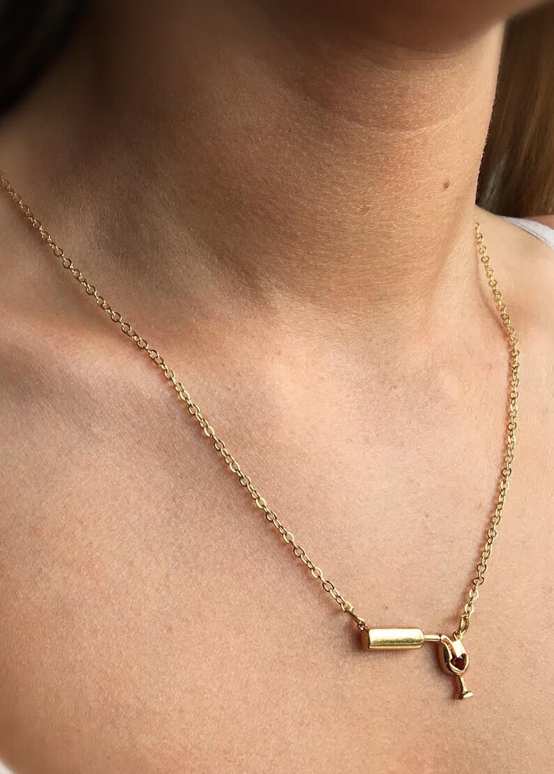 Wine Gift Gold Wine Glass of Wine Necklace by Gifts for Etsy