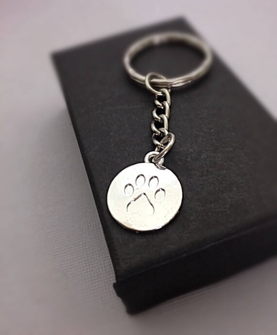 engraved paw print keychain