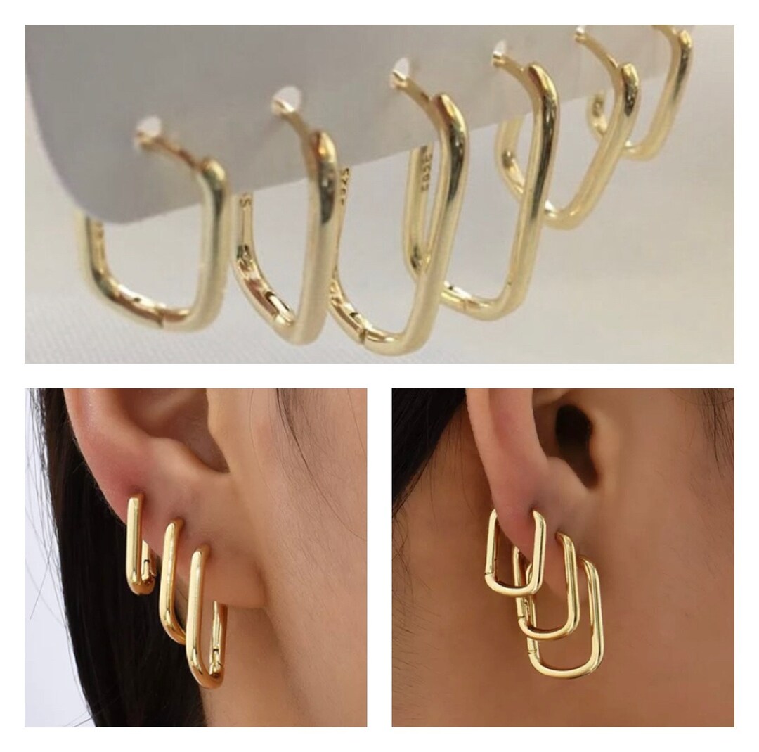 14K Gold Link Earrings Gold Drop Earrings Earring Sets Etsy