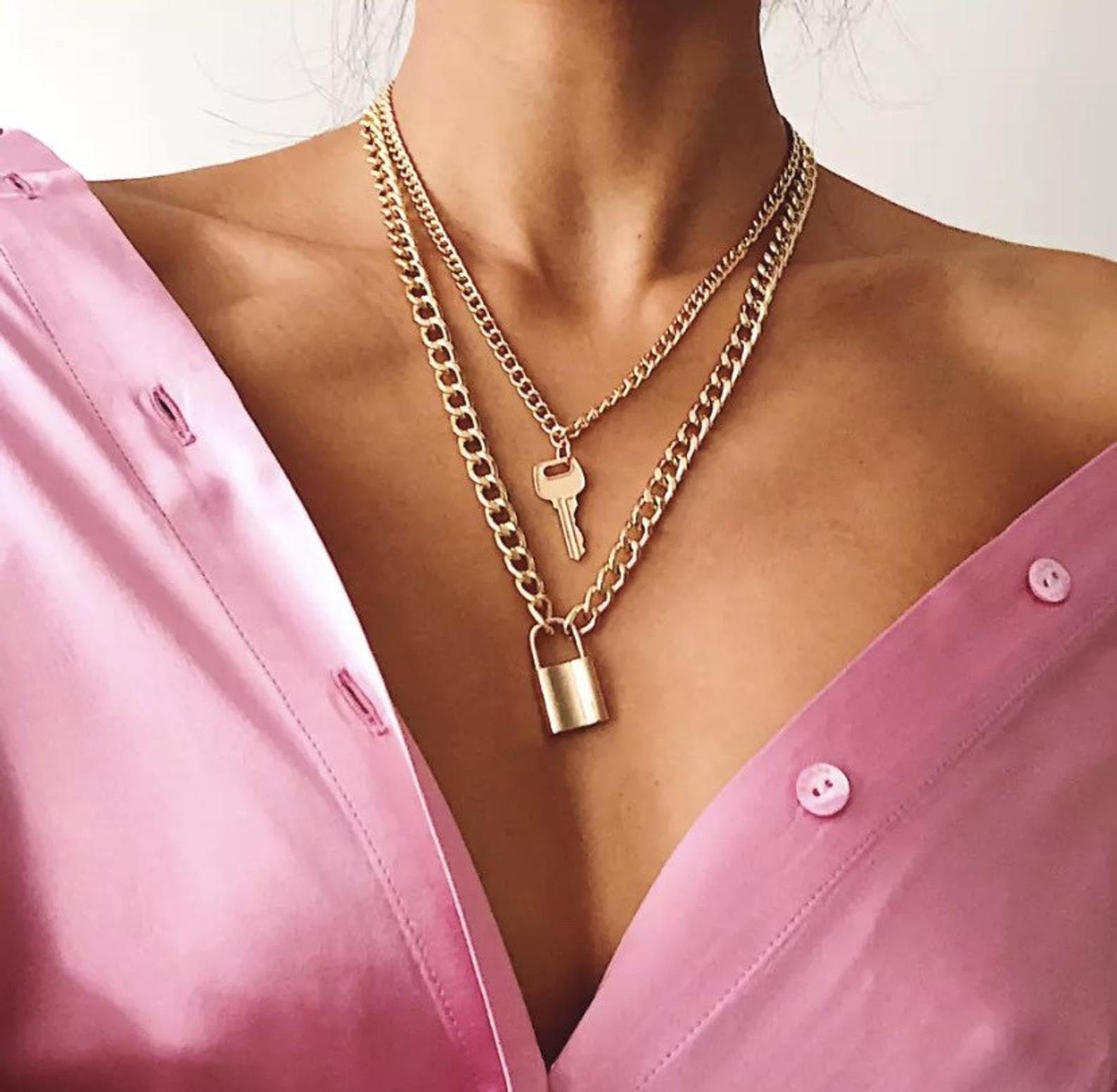 Gold Lock & Key Necklace Set Lock and Key Necklace Lock and Etsy