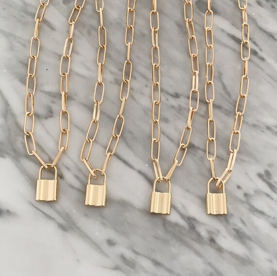 Set of 4 Friendship Necklaces Gold Lock 