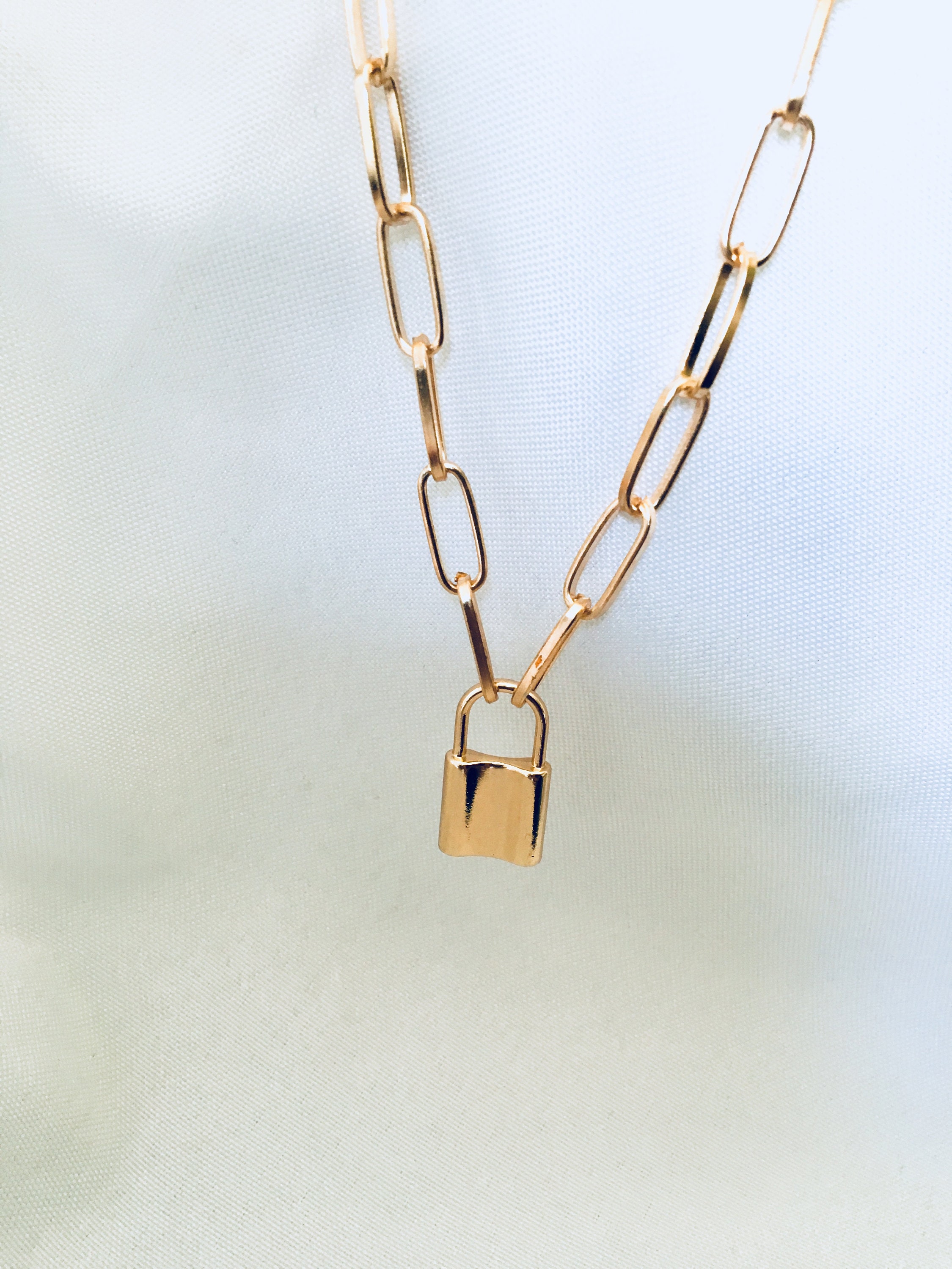 Gold Lock Necklace Lock Necklace Gift necklace partners Etsy