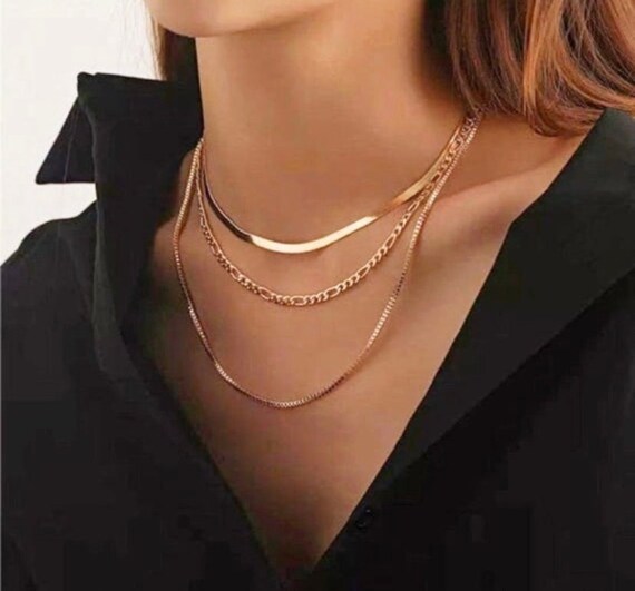 Layered Necklace Snake Chain Set Multi 