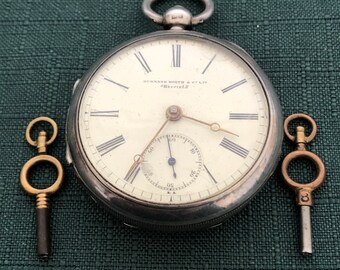 Vtg. Silver "Burnand Booth" Pocket Watch Made by Lancashire Watch Co.