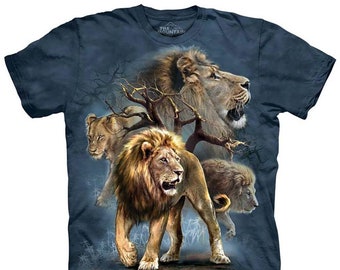 Lion King Jungle Tiger Lions The Mountain Blue Wild Majestic Exotic Animal Cotton Big Cats Adult T-Shirt S-4X