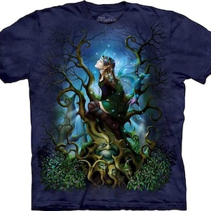 Fairy Moonlight Night Shade Wings Beautiful Faery Mythical Faerie Spirit Magical Fantasy The Mountain Cotton Adult T-Shirt S-3X