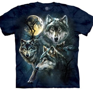 Wolf Family Pack Moon Wolves Family Howling Grey Wolf Dog Loyal Blue The Mountain T-Shirt Adult S-5X