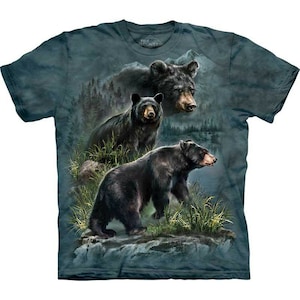 The Mountain American Black Bear Cubs Grizzly Mama Bears Animal Nature Gris Algodón Niños Camisa XL