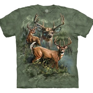 Deer Stag Collage Whitetail Antlers King Forest Wild Elk Buck Animal The Mountain Gift Cotton Adult T-Shirt S-5X