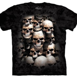 The Mountain Skull Gruft Scary Dark Man Spooky Horror Bones Rock Gothic Occult Punisher Schwarz Baumwolle Erwachsene T-Shirt S-2X