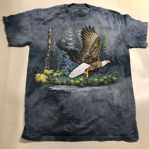 Eagle Forest American Bald Eagles Bird Waterfall Wild Animal Soaring Eye The Mountain Blue Cotton Adult T-Shirt S