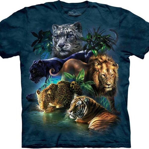Tiger King Jungle Lion Leopard Puma The Mountain Blue Wild Majestic Exotic Animal Gift Cotton Big Cats Adult T-Shirt S-4X