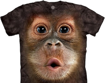Chimp Monkey Orangutan Big Face Chimpanzee Baboon Primate Apes Animal The Mountain Brown Cotton Adult T-Shirt S-3X