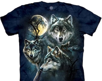 Wolf Family Pack Moon Wolves Family Howling Grey Wolf Dog Loyal Blue The Mountain T-Shirt Adult S-5X