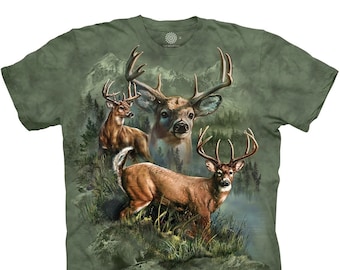 Deer Stag Collage Whitetail Antlers King Forest Wild Elk Buck Animal The Mountain Gift Cotton Adult T-Shirt S-5X