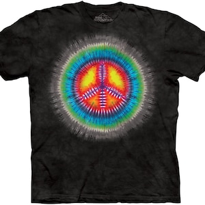 Peace Tie Dye Hippie Love Spiritual Rainbow Love Happiness Beautiful Black Cotton Mountain T-Shirt S-L