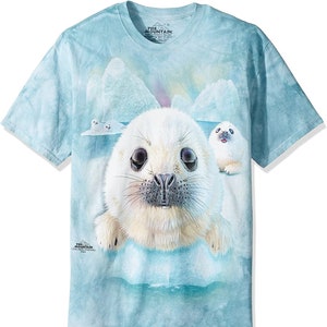 Seal Pup Sea Lion Newborn Harp Seals Whitecoats Swim Watching Soft Cute Marine The Mountain Wild Animal Cotton Adult Blue T-Shirt 4X