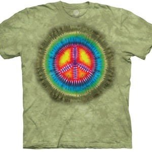 Peace Tie Dye Green Hippie Love Spiritual Rainbow Love Happiness Beautiful Green Cotton Mountain T-Shirt S-5X