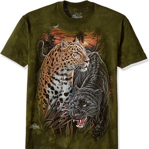 Jaguars Two Panther Tiger King Wild Savage Big Cats Majestic Exotic Animal Cotton Adult Mountain T-Shirt M
