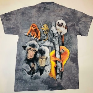 Monkey Baboon Primate Jungle Planet Apes Golden Lion Cute Animal The Mountain Cotton Adult T-Shirt 3X