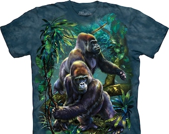 Gorilla Jungle King Kong Primate Silverback Planet Apes Monkey Leader Forest Wild Animal The Mountain Cotton Adult T-Shirt L-2X