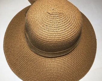 Beach Ribbon Church Bow Women's Packable Chin Strap Cloche Paper SPF50 Sun Hat
