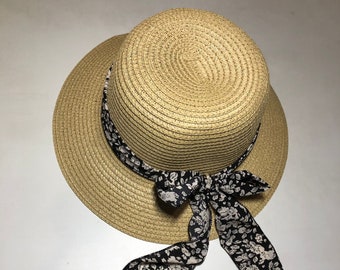 Beach Floral Ribbon Church Bow Women's Packable Cloche Paper SPF50 Sun Hat