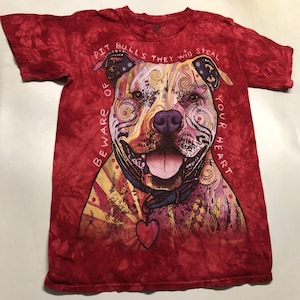 Pitbull Russo Hund American Pit Bull Terrier Hüten Sie sich zu stehlen Herz niedliche Hunde Welpen Tier Der Berg Baumwolle Rot Erwachsene T-Shirt S