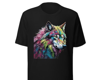 Russo Wolf Grey Wolves Enchanted Acuarela Camiseta unisex XS-5X