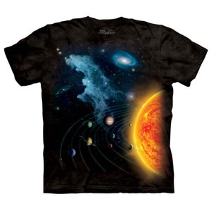 Sonnensystem Kosmos Weltraum Galaxie Sterne Planeten Sonne Der Berg Schwarz Baumwolle Erwachsene T-Shirt M