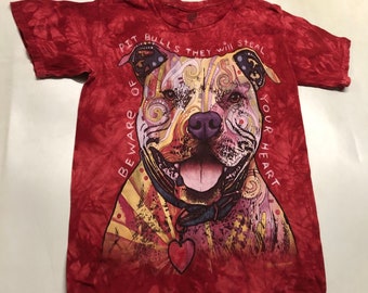 Pitbull Russo Dog American Pit Bull Terrier Beware Steal Heart Cute Dogs Puppy Animal The Mountain Cotton Red Adult T-Shirt Small S