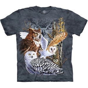 Find 11 Owls Owl Bird Wise Barn Great Grey Horned Snowy Owls Hoot Bubo Flying Animal The Mountain Gray Cotton Adult T-Shirt M-3X