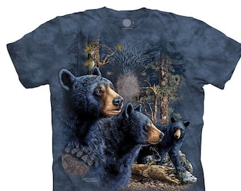 Find 13 Bears American Black Bear Cubs Grizzly Mama Bears Animal Nature Gray Cotton Adult The Mountain Shirt L-2X