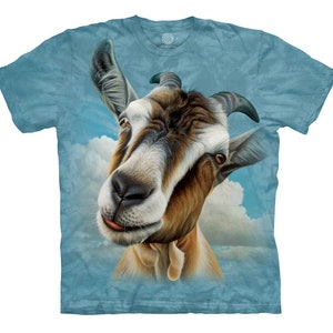 Goat Head Animal Intelligent Social Creatures Herbivore Meat Milk Sheep The Mountain Blue Cotton Adult T-Shirt S-5X