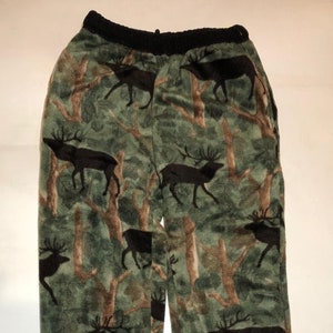 ZooFleece Pants Elk Deer Whitetail Buck Super Comfortable Green Camouflage Fleece Sweats Gift 2X