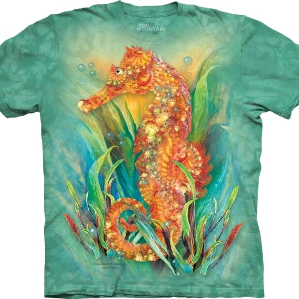 Seahorse Fish Coral Ocean Marine Blue Beautiful Wild Cotton T-Shirt Mountain Animal M-4X