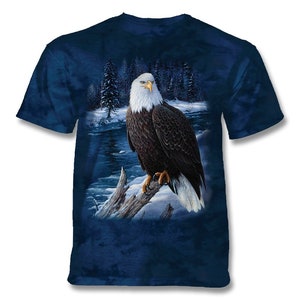 River Watch Eagle American Bald Eagles Bird Waterfall Wild Animal Soaring Eye The Mountain Blue Cotton Adult T-Shirt 3X