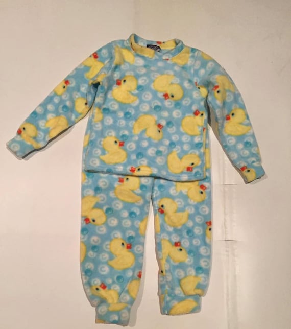 Zoofleece Baby Plush Comfortable Girls Blue Yellow Ducks Fleece Pj's Winter Warm  Pajamas Children Toddler 