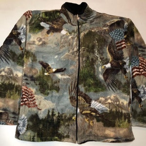 ZooFleece American Flag Eagle Scout Court of Honor Fleece Jacket Best Friend Gift Patriot Sweater Funny Sweater Christmas xmas Small S