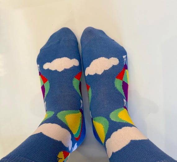 Hot Air Balloon Aircraft Sky Airborne Air Glider Clouds 2 Pairs Women's Socks View 5